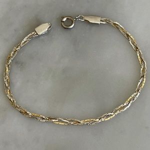 Sterling silver yellow gold vermeil minimalist braided herringbone link bracelet